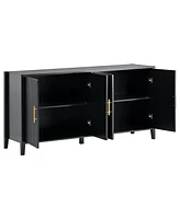 Slickblue Accent Storage Cabinet with Metal Handles - Wooden Sideboard for Hallway, Entryway, and Living Room