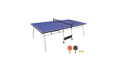 Slickblue 8FT Portable & Foldable Table Tennis Table Set – Mid-Size Ping Pong Table for Indoor/Outdoor Games