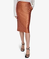 Halston Women's Sequin Pull-On Pencil Skirt