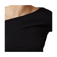 Cotton On Women's Essential Rib Asymmetric Long Sleeve Top