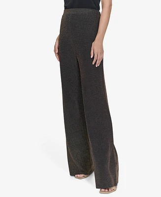 Halston Women's Metallic Pull-On Wide-Leg Pants