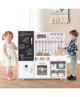 Hongge Pretend Play Kitchen for Kids with Real Sounds and Lights-White