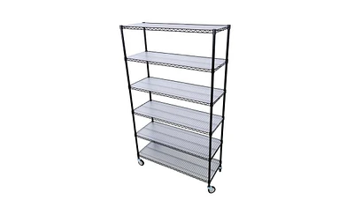 Slickblue Heavy-Duty 6000 lbs Capacity 6-Tier Nsf Metal Wire Shelving Unit with Wheels and Liners, 84"H x 48"L 20"D