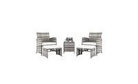 Slickblue 5-Piece Grey Gradient Sofa Set: 2 Chairs, 2 Footstools & 1 Coffee Table Combination