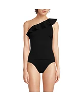 Lands' End Women's Ruffle One Shoulder Tankini Swimsuit Top