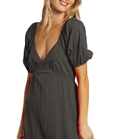 Billabong Juniors' Love Fade Puff-Sleeve Cotton Maxi Dress