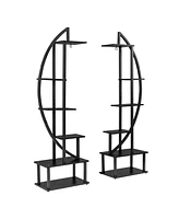 Slickblue Artisasset 2pcs 6th Floor Half Moon Ironwood Plant Stand