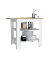 Depot E-Shop Finley Kitchen Island, kitchen table 35" H, 3 Open Shelves