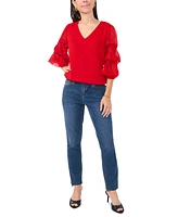 Sam & Jess Women's Solid-Color Lantern-Sleeve Blouse