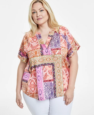 Jm Collection Plus Size Paisley-Print Top, Exclusively at Macy's