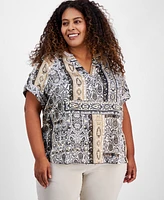 Jm Collection Plus Paisley-Print Top, Exclusively at Macy's