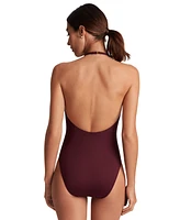 Lauren Ralph Women's Modern High-Neck One-Piece Swimsuit