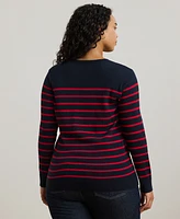 Lauren Ralph Plus Striped Crewneck Sweater