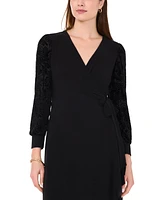 Sam & Jess Women's Contrast-Sleeve Faux-Wrap Dress