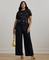 Lauren Ralph Plus Stretch Jersey Wide-Leg Pants