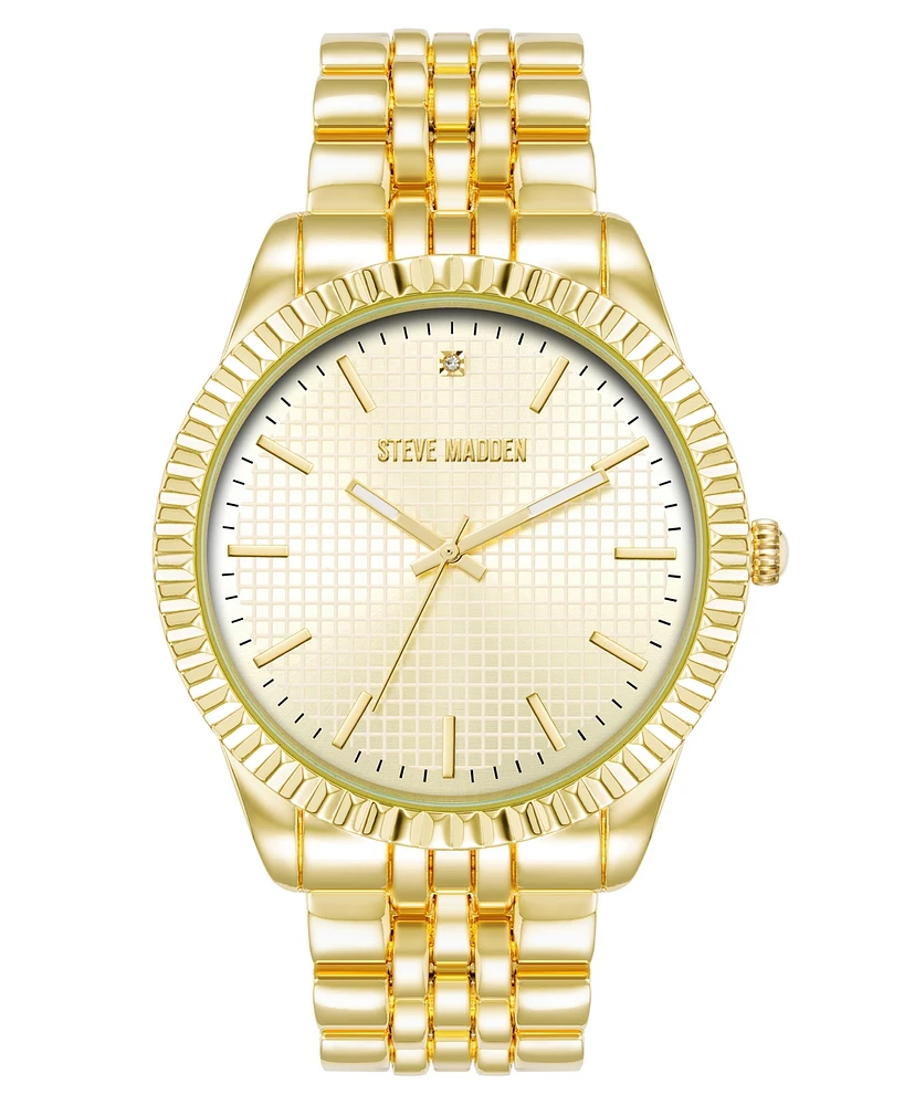 Steve Madden Men's Coin Edge Gold-Tone Alloy Metal Watch, 44mm