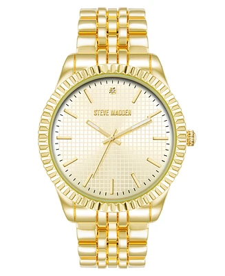 Steve Madden Men's Coin Edge Gold-Tone Alloy Metal Watch, 44mm