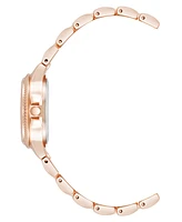 Steve Madden Women's Everyday Hot Pink and Rose Gold-Tone Alloy Metal Bracelet Watch, 30mm