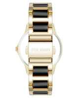 Steve Madden Women's Signature Acetate and Gold-Tone Alloy Metal Bracelet Watch, 36mm