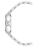 Steve Madden Women's Essential Black and Silver-Tone Alloy Metal Bracelet Watch, 33.5mm