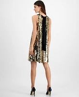 Anne Klein Women's Sequined Double V-Neck Tie-Back Dress