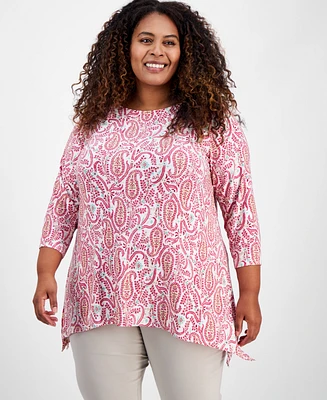 Jm Collection Plus Printed Jacquard Swing Top, Exclusively at Macy's