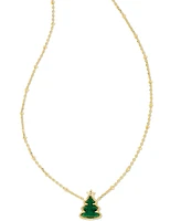 Kendra Scott Gold-Tone Green Quartzite Christmas Tree Adjustable Pendant Necklace, 14" + 4" extender