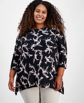 Jm Collection Plus Jacquard Swing Top