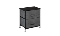 Slickblue 2-Drawer Nightstand and End Table Storage Tower with Sturdy Steel Frame, Wood Top, and Easy-Pull Fabric Bins