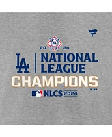 Fanatics Men's Heather Gray Los Angeles Dodgers 2024 National League Champions Locker Room T-Shirt