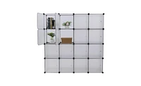 Slickblue 16-Cube Storage Shelf Bookcase in White, Versatile Shelving Unit for Organizing Closets, Toys, and More