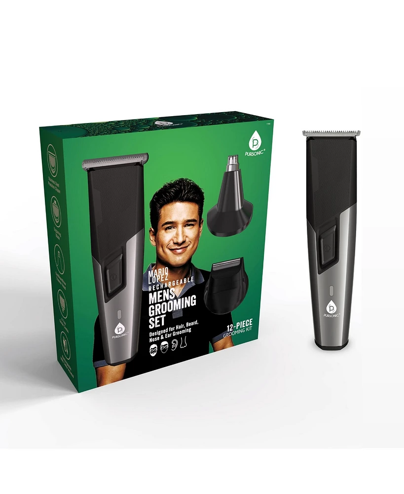 Pursonic Mario Lopez Rechargeable Men's Grooming Set - Complete Hair, Beard, Nose, and Ear Grooming Kit