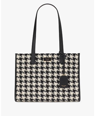 Kate Spade New York Women's Manhattan Houndstooth Tweed Large Market Tote Bag