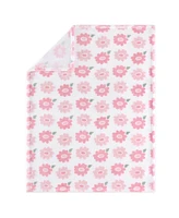 The Peanutshell Pink Floral Fun 5 Piece Crib Bedding Set for Baby Girls, Nursery Set with Blanket