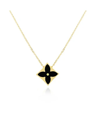The Lovery Onyx Luxe Flower Necklace 14K Gold