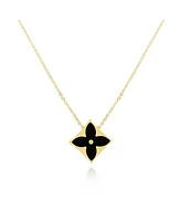 The Lovery Onyx Luxe Flower Necklace 14K Gold