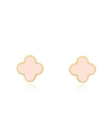 The Lovery Small Pink Pearl Clover Stud Earrings 14K Gold