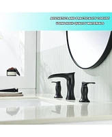 Flynama Waterfall 3-Hole Bathroom Sink Faucet, Widespread Basin Faucet
