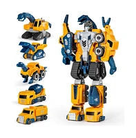 Miebely Toddler Robot Construction Vehicles Set 5Pcs Transforming Robots for Kids Easy Diy Assembly Function