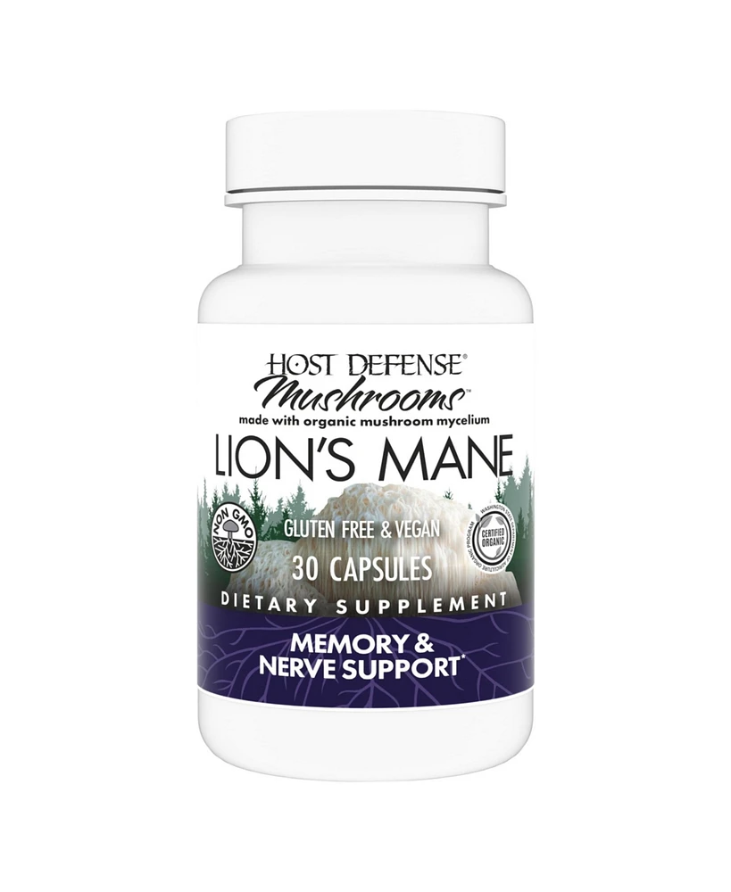 Host Defense Mushrooms Lion's Mane - Brain Health Support Supplement - Mushroom Supplement to Support Focus & Memory Function