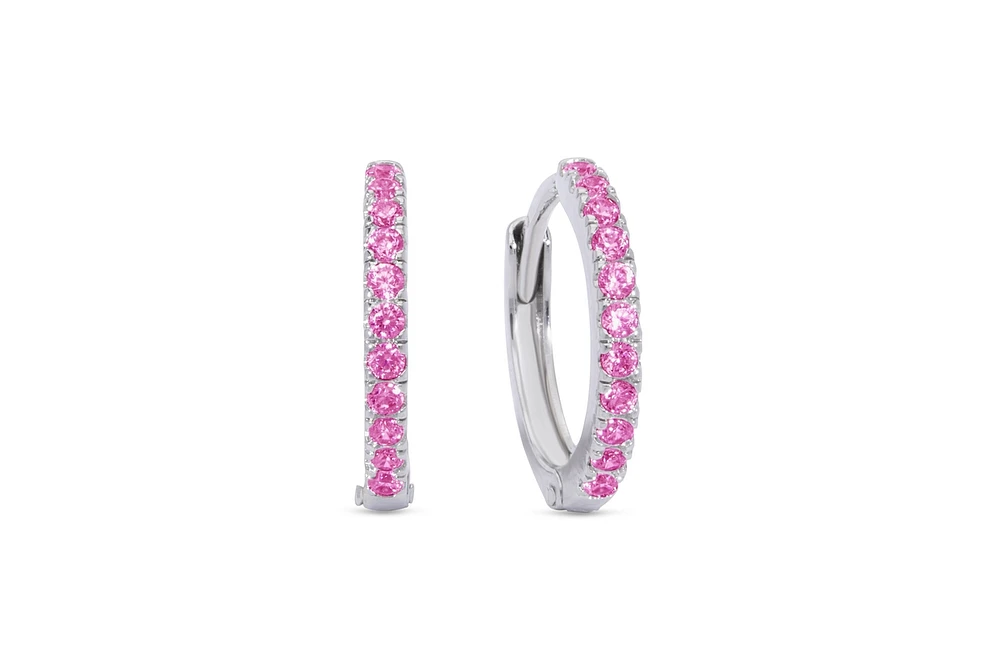 Lily Nily Girls Pink Cz Hinged Hoop Earrings