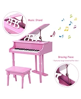 Hongge Musical Instrument Toy 30-Key Children Mini Grand Piano with Bench