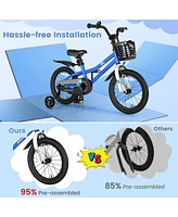 Hongge 16 Inch Kids Bike with Removable Training Wheels-Navy