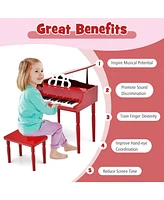 Hongge 30-Key Wood Toy Kids Grand Piano with Bench and Music Rack