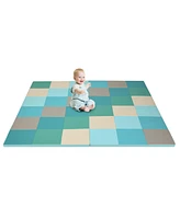 Hongge 58 Inch Toddler Foam Play Mat Baby Folding Activity Floor Mat-Light Blue
