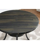 Streamdale Furniture Biony Dining Collection Espresso Wood Counter Height Nailhead Round Dining Table