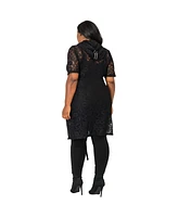 Poetic Justice Plus Curvy-Fit Sheer Lace Zip Up Short Sleeve Hoodie Jacket