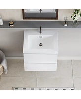 Modern 24" Floating Bathroom Vanity with Resin Sink