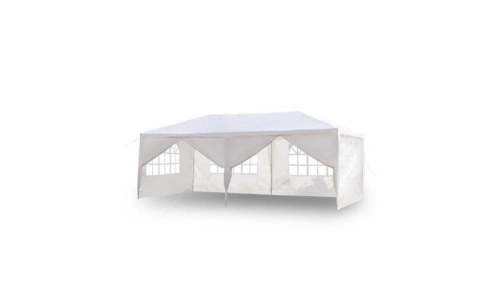 Slickblue Six-Sided Waterproof Tent with Two Doors and Spiral Tubes, Ideal for Outdoor Use in White