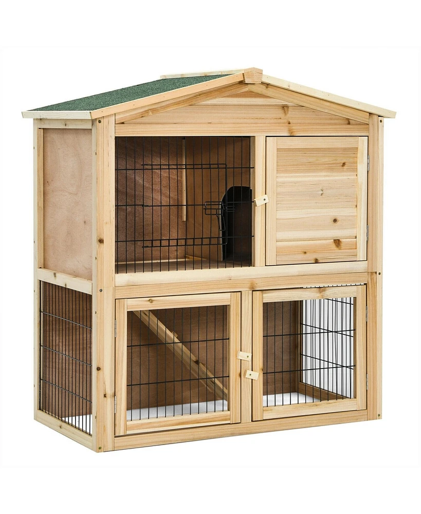 Sugift 35 Inch Wooden Chicken Coop with Ramp